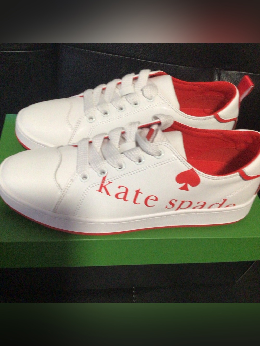 Kate Spade women’s White & Red Logo Sneakers. New in box